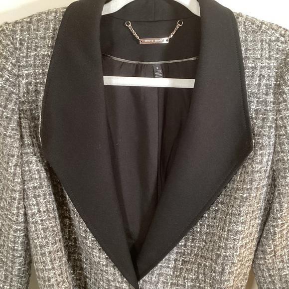 White House Black Market Women’s Gray Tweed Black Lapel One Button Blazer.  Sz 8 - Picture 4 of 8